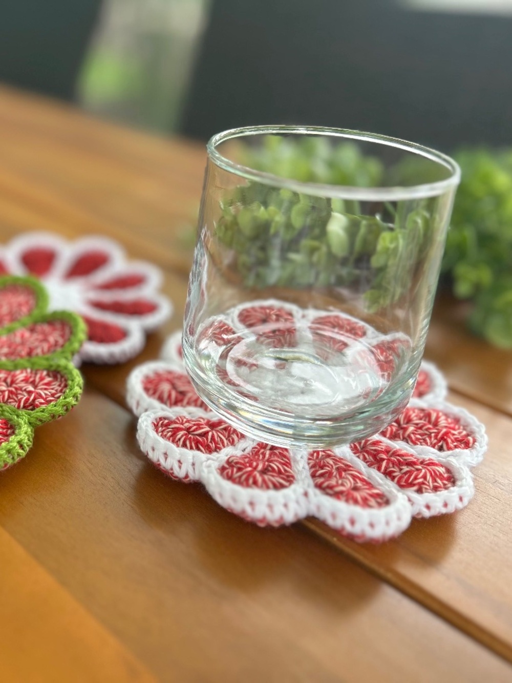 Handmade Vintage Retro Flower Coaster Christmas